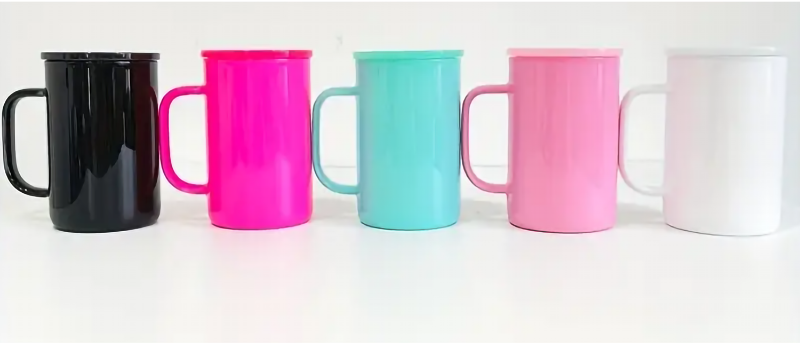 17oz Macaron Solid Color Sublimation UVDTF Vinyl Glass Coffee Mug with Matching Lid and Straw