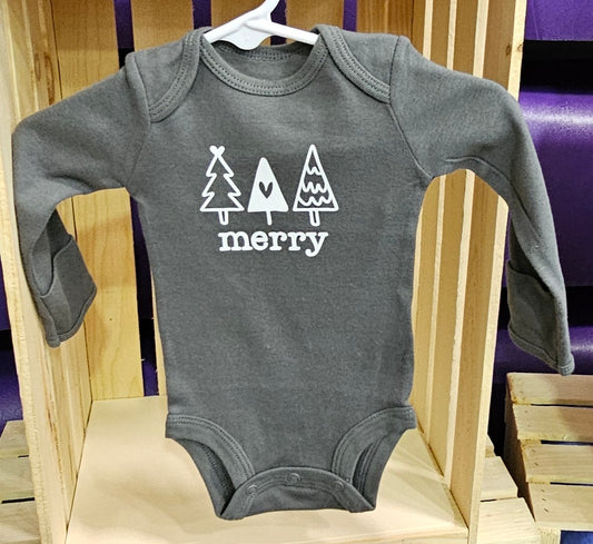 Merry Christmas Trees Baby Onesie