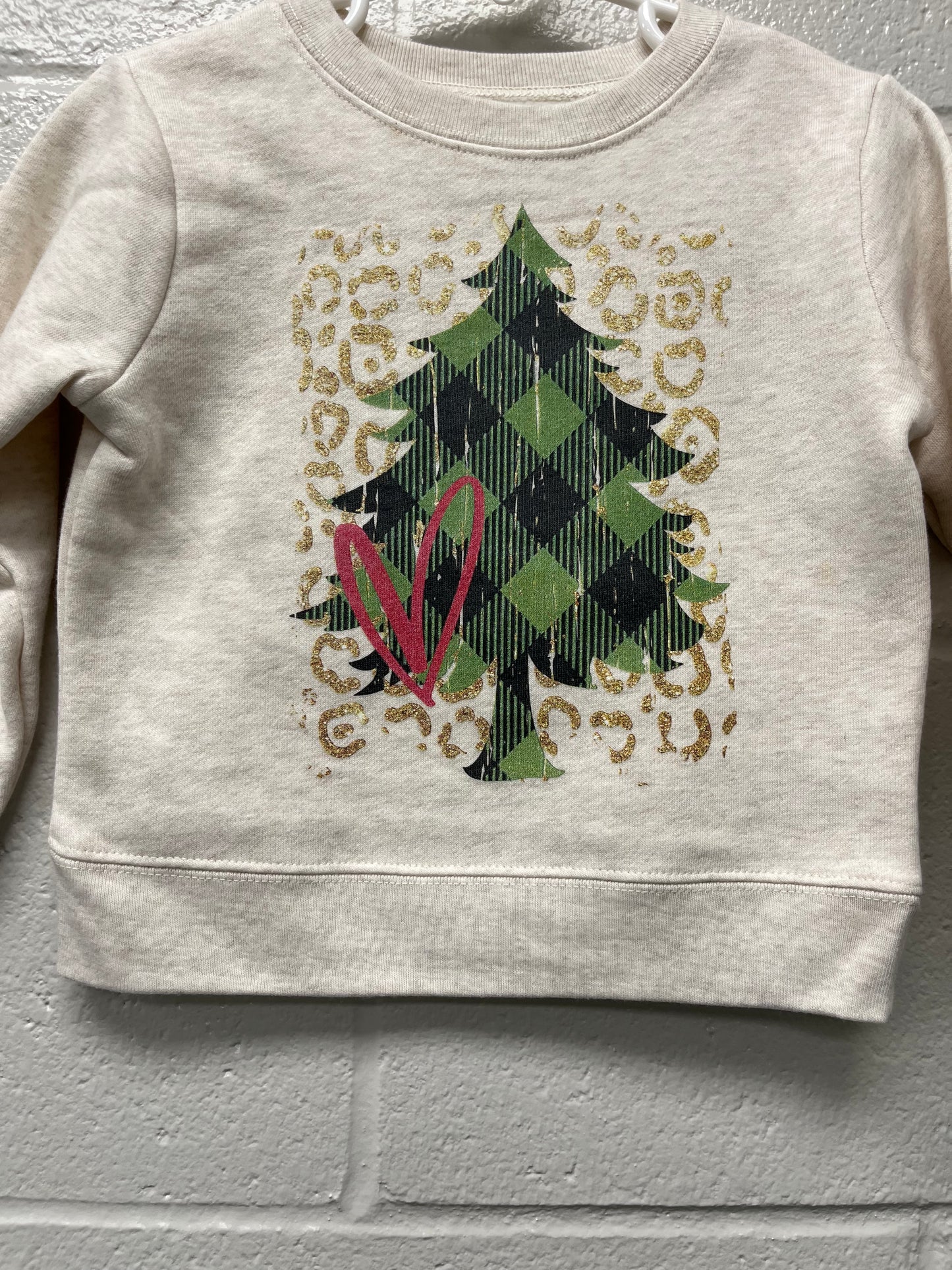 Plaid Christmas Tree Crewneck Toddler Sweatshirt