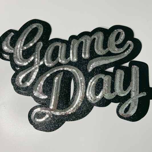 Silver Sequin Game Day Patch Sweatshirt Hoodie