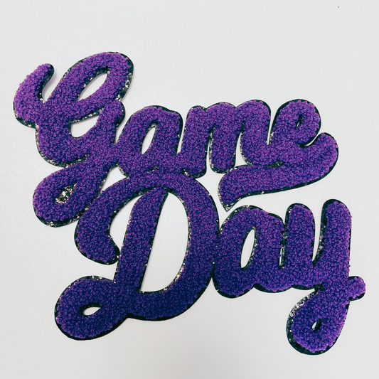 Purple Chenille Game Day Patch Sweatshirt Hoodie