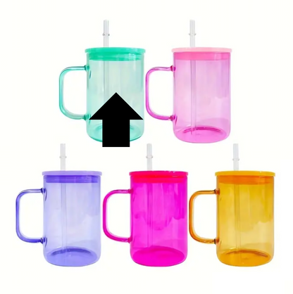 17oz Sublimation UVDTF Vinyl Jelly Glass Coffee Mug with Lid and Straw