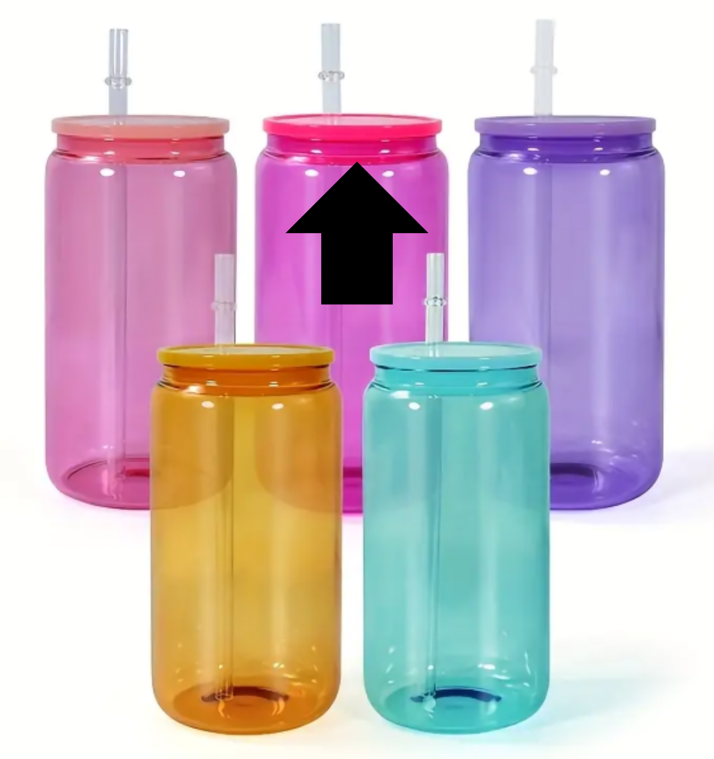 16oz Sublimation UVDTF Vinyl Jelly Glass Can With Colorful Lid and Straw