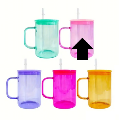 17oz Sublimation UVDTF Vinyl Jelly Glass Coffee Mug with Lid and Straw