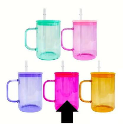 17oz Sublimation UVDTF Vinyl Jelly Glass Coffee Mug with Lid and Straw