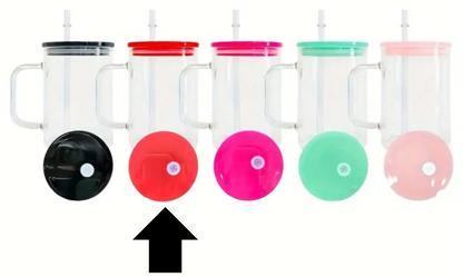 17oz Sublimation UVDTF Vinyl Clear Glass Coffee Mug with Colorful PP Lid and Straw